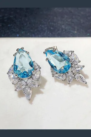 Designs & You Silver Plated Teardrop Shaped Studs Earrings