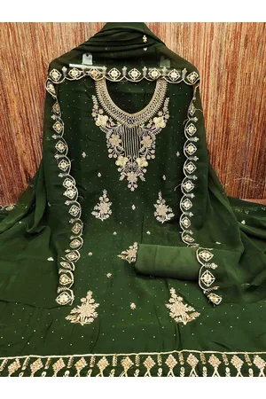 MANVAA Ethnic Motifs Embroidered Silk Georgette Unstitched Dress Material
