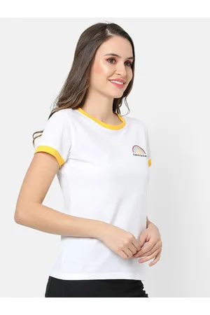 Campus Women White Pure Cotton T-shirt