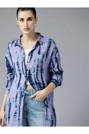 Roadster The Lifestyle Co. Tie & Dye Dyed Casual Longline Shirt