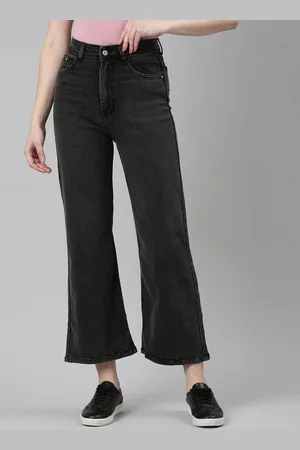 SHOWOFF Women Jean Wide Leg Mid-Rise Cropped Stretchable Jeans