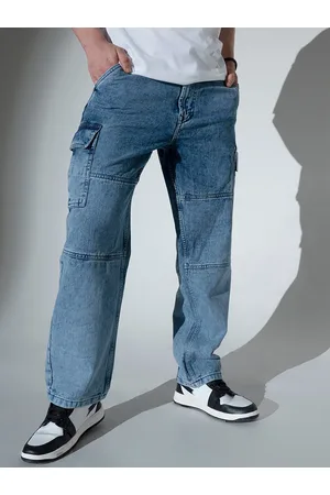Hubberholme Men Blue Relaxed Fit Mid-Rise Slash Knee Light Fade Jeans