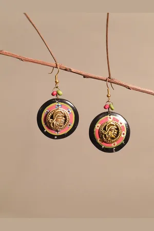 Aakriti Art Creations Brass-Plated Circular Drop Earrings