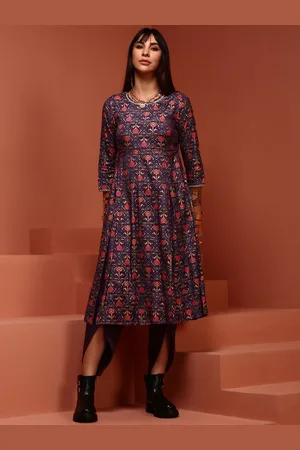 Buy Floral Print Flared A-Line Kurta with Pants & Dupatta Online.