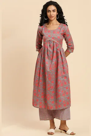 GUFRINA Floral Printed Gotta Patti Detailed Empire A-Line Kurta with Palazzos