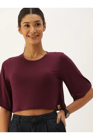 Campus Women Maroon Solid Boxy Top