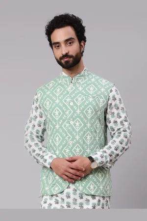 AKS Ethnic Motifs Embroidered Mandarin Collar Nehru Jacket