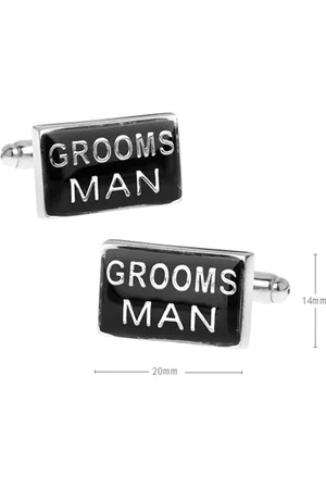 The Tie Hub Silver-Toned & Black Grooms Man Cufflink