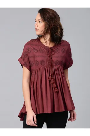 Tokyo Talkies Women Maroon Solid Peplum Top