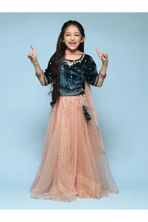 Biba Girls Embellished Thread Work Ready to Wear Lehenga & Blouse With Dupatta