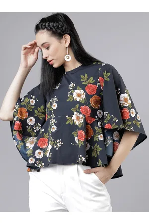 Tokyo Talkies Women Blue Floral Printed Peplum Top