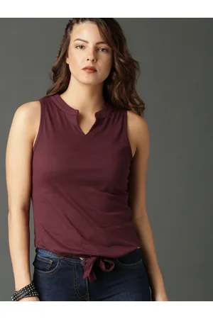 Roadster Burgundy Waist Tie-Ups Top