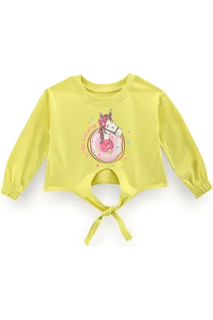 Ralph Lauren Girls Graphic Printed Cuffed Sleeves Tie-Ups Cotton Regular T-shirt