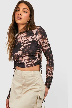 Boohoo Tie & Dye Dyed Ruched Detail Crop Top