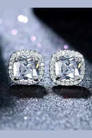 Designs & You Silver Plated Square Shaped Stud Earrings