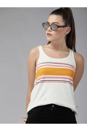 Roadster White Yellow Striped Tank Top