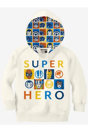 BONKIDS Boys Marvel Printed Hooded Cotton Sweatshirt