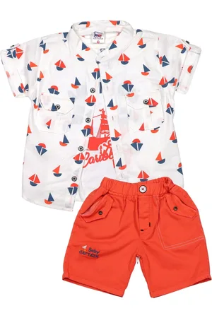 YOUSTYLO Boys Conversational Printed Shirt with Shorts