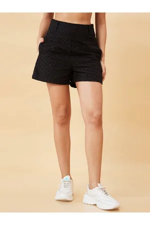 Globus Women Chevron Schiffli High-Rise Cotton Shorts
