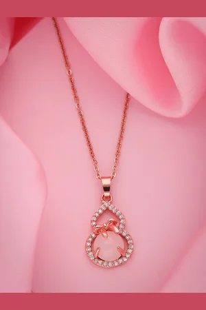 Brado Jewellery Rose Gold Plated CZ Studded Pendant Chain