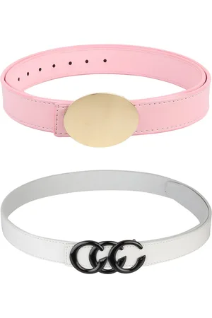 Kastner Women Set Of 2 Pink & White Synthetic Leather Belts