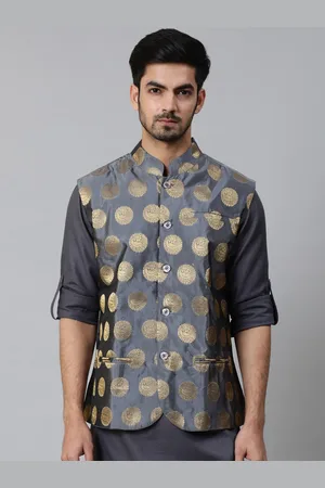 AKS Ethnic Motifs Woven Design Nehru Jacket