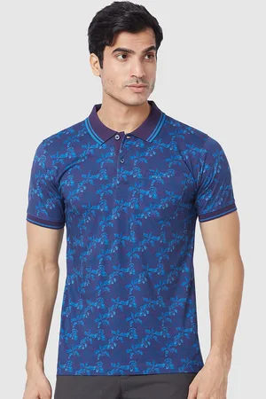 ColorPlus Tailored Fit Floral Printed Cotton Polo Collar T-shirt