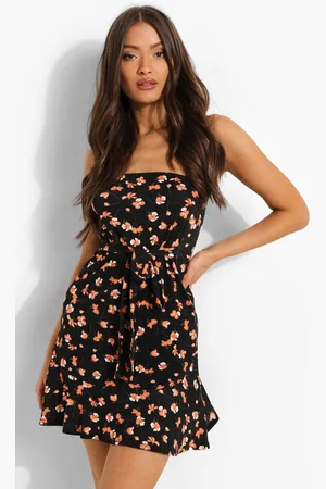 Boohoo Floral Print Bandeau Dress