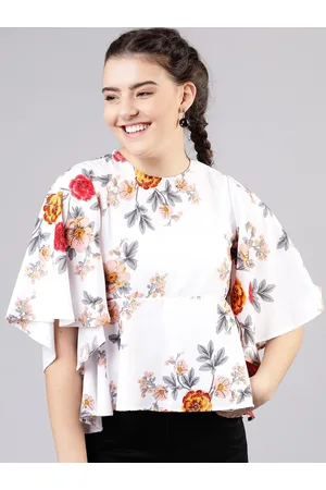 Tokyo Talkies Women Off-White and Beige Floral Printed Peplum Top