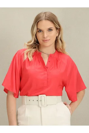 Ralph Lauren Mandarin Collar Flatter Sleeves Regular Top