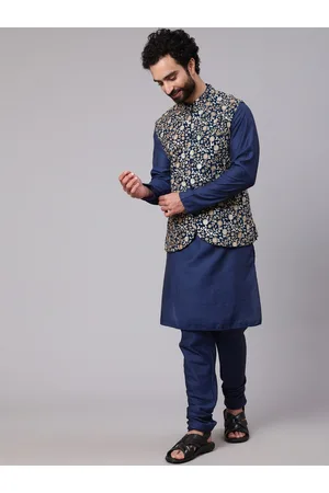 AKS Mandarin Collar Kurta with Churidar & Nehru Jacket