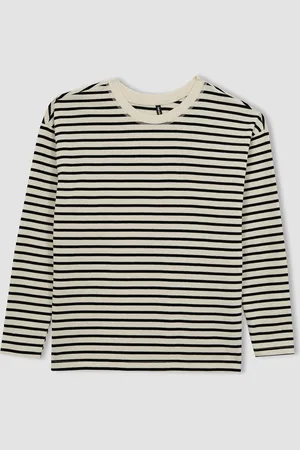 DeFacto Striped Long Sleeves Pure Cotton T-shirt