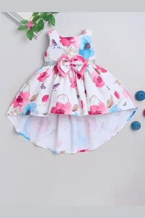 MANY FROCKS & Girls Floral Printed Sleeveless Bow Detail Fit & Flare Dress