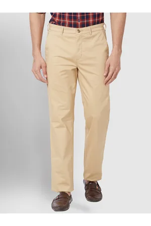 ColorPlus Men Mid Rise Tailored Fit Plain Regular Trousers