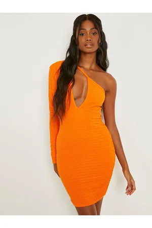 Boohoo Cute-Out Detail One Shoulder Bodycon Textured Mini Dress