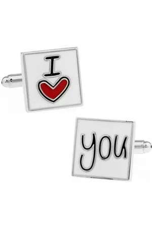 The Tie Hub Silver-Toned & White Cufflink