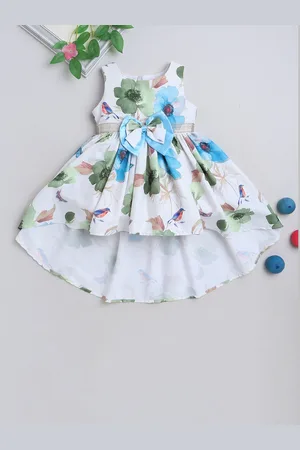 MANY FROCKS & Girls Floral Printed High-Low Hem Fit & Flare Dress