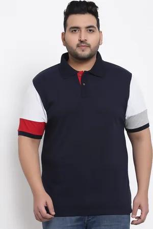 Kalt Men Navy Blue Colourblocked Polo Collar Applique T-shirt