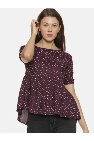 Campus Women Maroon Printed Peplum Top