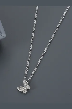 BeWitched Silver-Plated Butterfly Rhinestone Studded Necklace