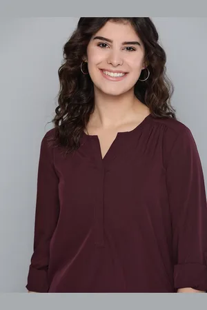 Mast & Harbour Women Maroon Solid Top