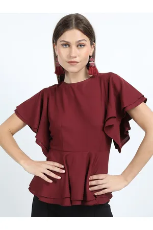 Tokyo Talkies Women Maroon Peplum Top