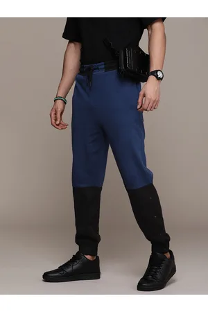 FORCE IX Men Mid-Rise Colourblocked Pure Cotton Joggers