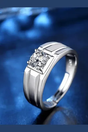 Meenaz Men Silver-Plated American Diamond Studded Adjustable Finger Ring