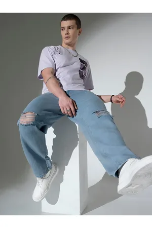 Hubberholme Men Relaxed Fit Mid-Rise Slash Knee Jeans