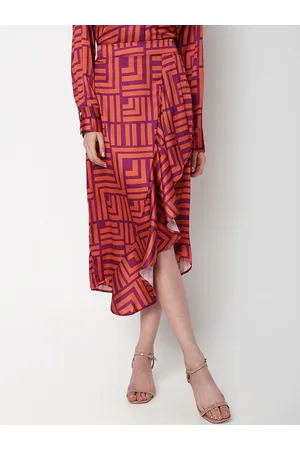 VERO MODA Geometric Printed Flared Midi Skirt