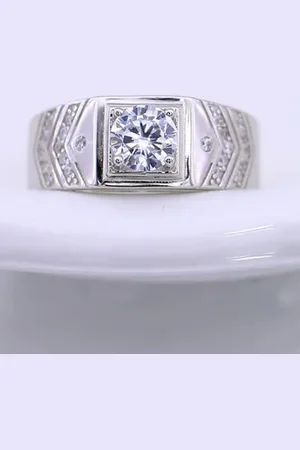 Meenaz Men Silver-Plated AD Studded Adjustable Finger Ring
