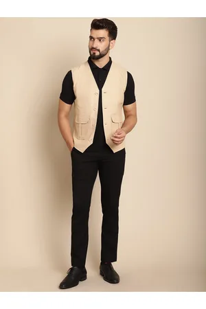 Even Self Design Linen Waistcoat