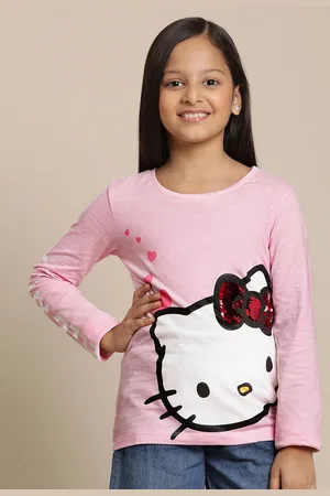 Kidsville Girls Graphic Printed Hello Kitty Pure Cotton T-shirt