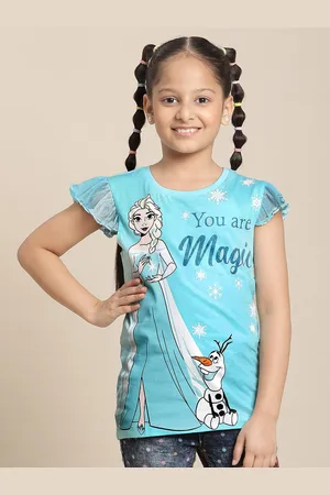 Kidsville Girls Frozen Printed Pure Cotton Tshirt